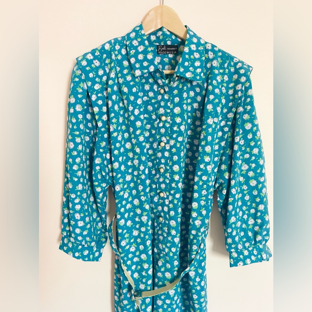 Vintage Berli floral shirt midi dress size L